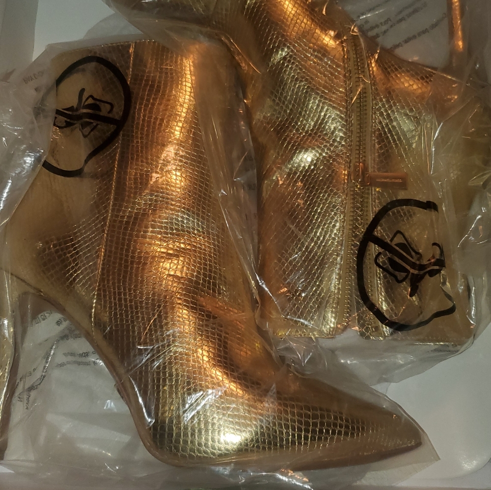 Michael Kors gold metallic bootie